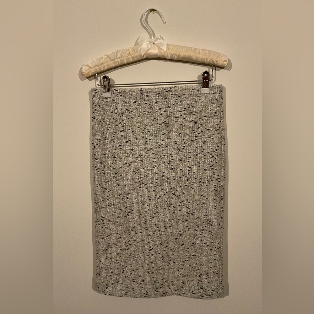 Ann Taylor Petite Pull On Pencil Skirt, White/Black Tweed, Size XSP
